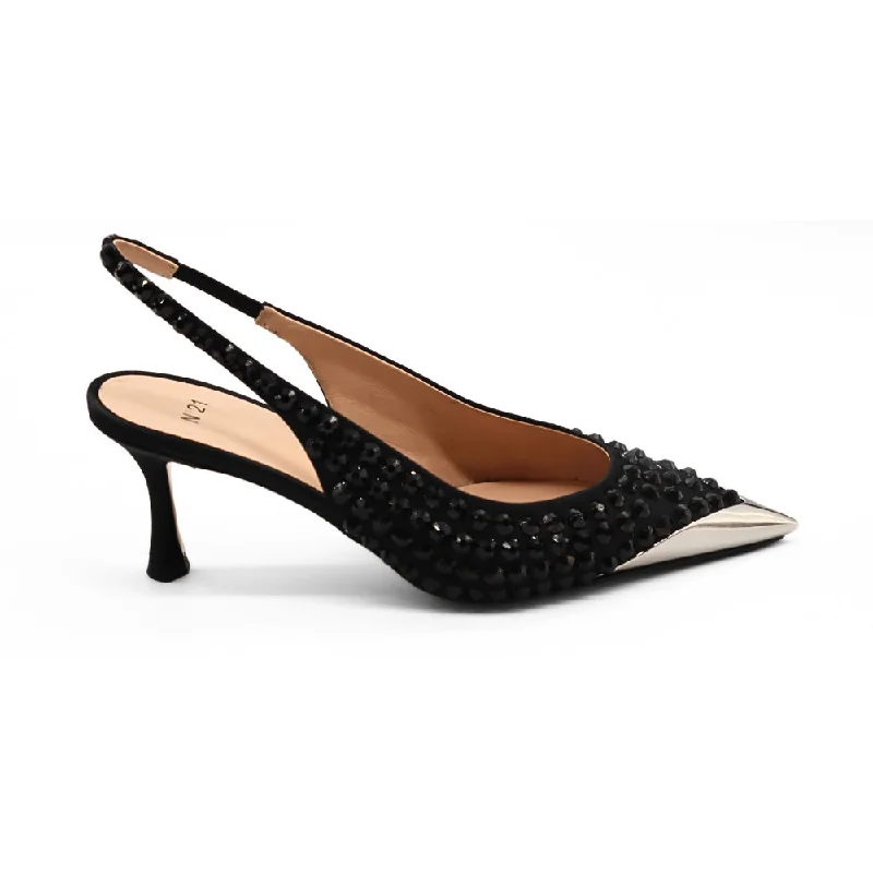 Nº21  23Icpxnv16046 Slingback Heels Black---Fashionable Kitten Heels for Date Night