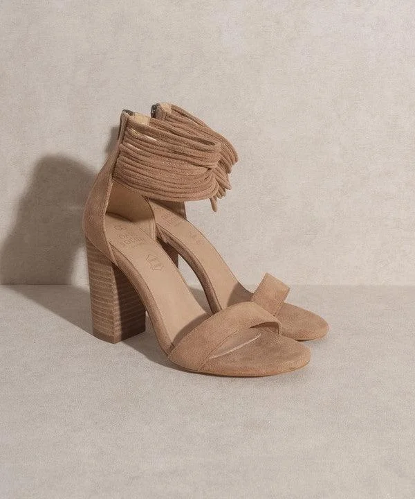 Stylish Ankle Strap Heels for Women--Oasis Society Blair - Thick Ankle Strap Block Heel