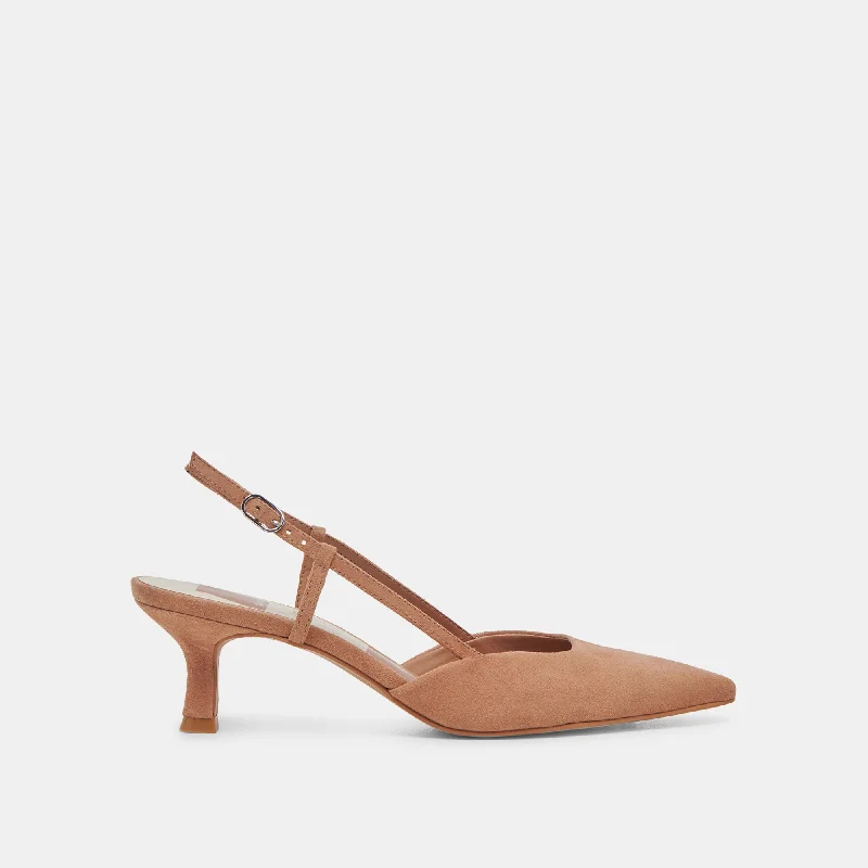 Affordable Suede Ankle Pumps for All-Day Wear--ODELA HEELS TOFFEE SUEDE