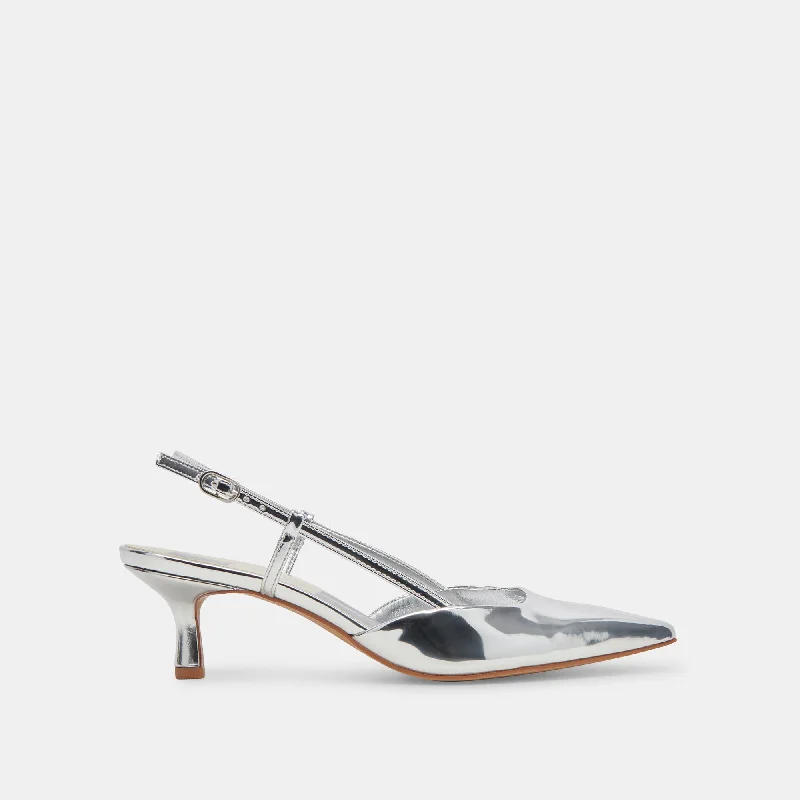 Stiletto Heel Pumps with Perfect Fit--ODELA WIDE HEELS SILVER STELLA-Fashionable & Classic