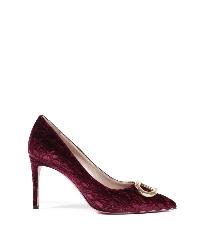 Luxurious Velvet Women's Pumps with Soft Finish---Office Party Cocco Velvet Pump Ruby