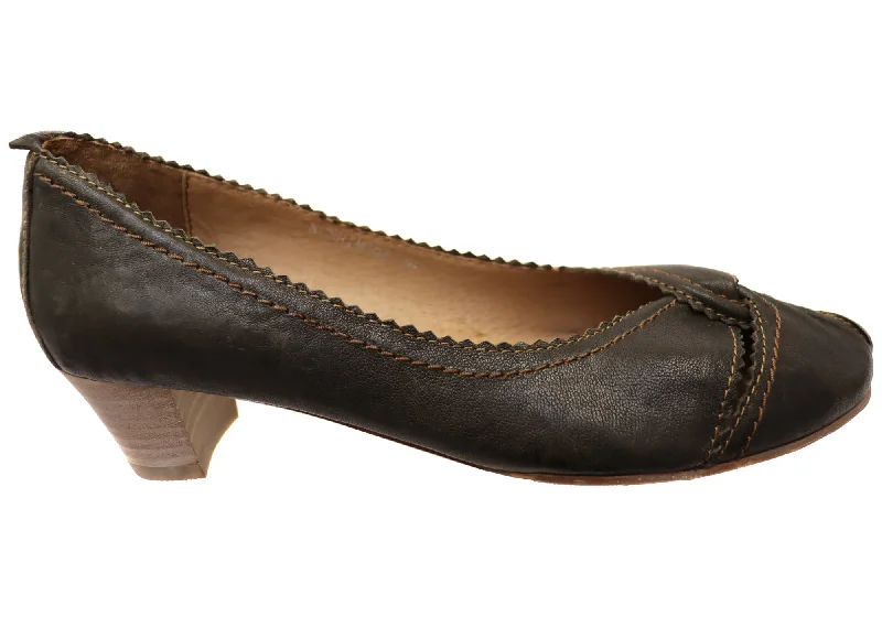 Orizonte Rushmore Womens Comfortable Leather Low Heel Shoes---Comfortable Leather Pumps for Office and Everyday Wear