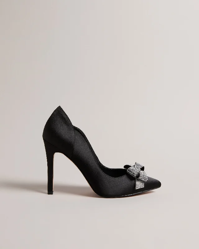 Orlilas Satin Crystal Bow Court Shoe BlackAffordable Satin Heels with a Luxe Touch