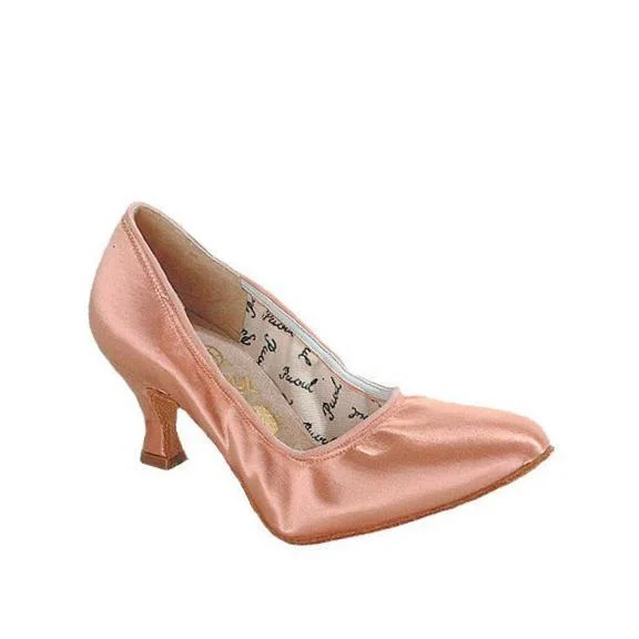 Paoul: Piemonte | Chiaro Peach Satin: 2.25" Dolce FlareAffordable Satin Heels with a Luxe Touch