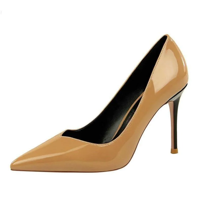 Sleek and Shiny Patent Pump Heels for a Polished Look--Patent Leather Pointed Toe Pumps Women Super High Heel Pumps