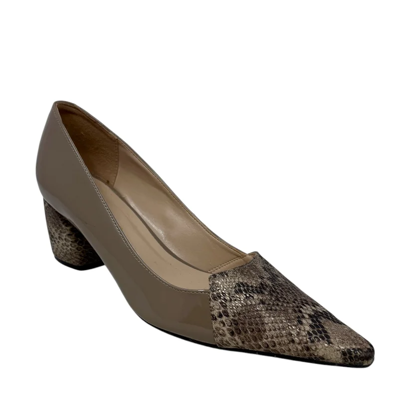 Sleek and Shiny Patent Pump Heels for a Polished Look--Patent Leather Pumps By Constance In Snakeskin Print, Size: US /EU 40