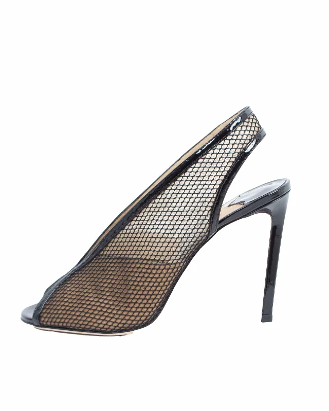 Sleek and Shiny Patent Pump Heels for a Polished Look--Patent Mesh Peep-Toe