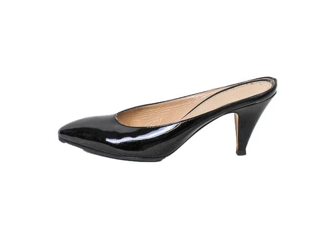 Sleek and Shiny Patent Pump Heels for a Polished Look--Patent Mid-Heel Mule