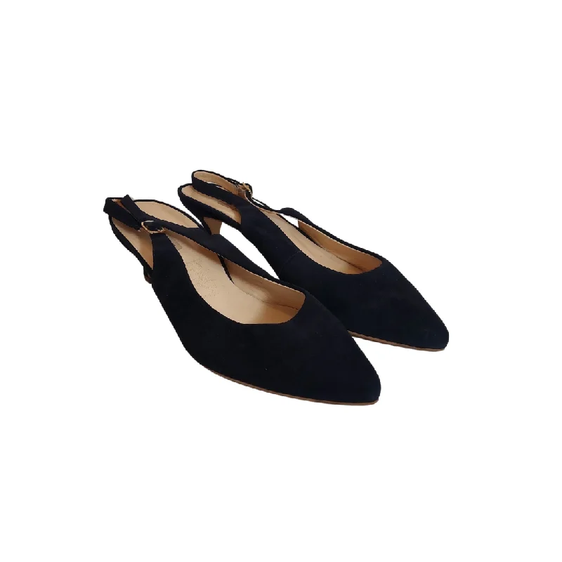 Paul Green Navy Suede Leather Sling Back Kitten Heels | Pre Loved |---Fashionable Kitten Heels for Date Night