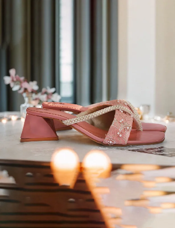 Versatile Heeled Sandals for Any Occasion---Peach | Stylish Heel Slippers for Women