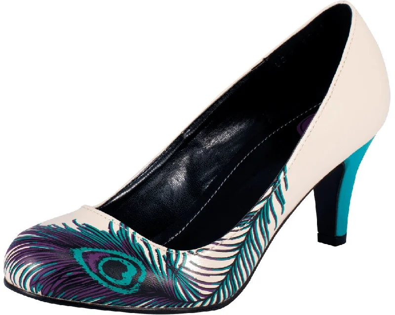 Peacock feather anti-pop heel---Fashionable Kitten Heels for Date Night