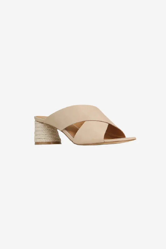 Petora Nude Cross Leather Mule---Comfortable Leather Pumps for Office and Everyday Wear