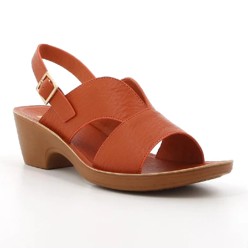 Trendy Chunky Heel Pumps for Casual Wear--Pierre Cardin Caramelo Block Heel - Orange