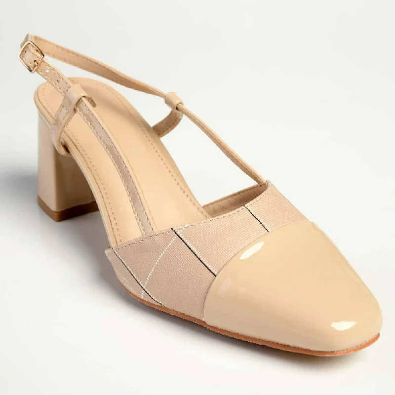 Pierre Cardin Neanda Slingback Heels - Nude---Fashionable Kitten Heels for Date Night