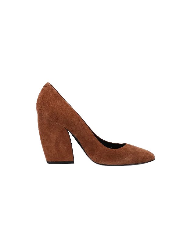 Affordable Suede Ankle Pumps for All-Day Wear--100mm suede block-heel pumps