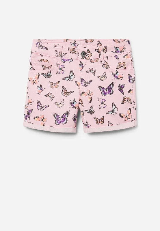 Patterned Midi Denim Shorts