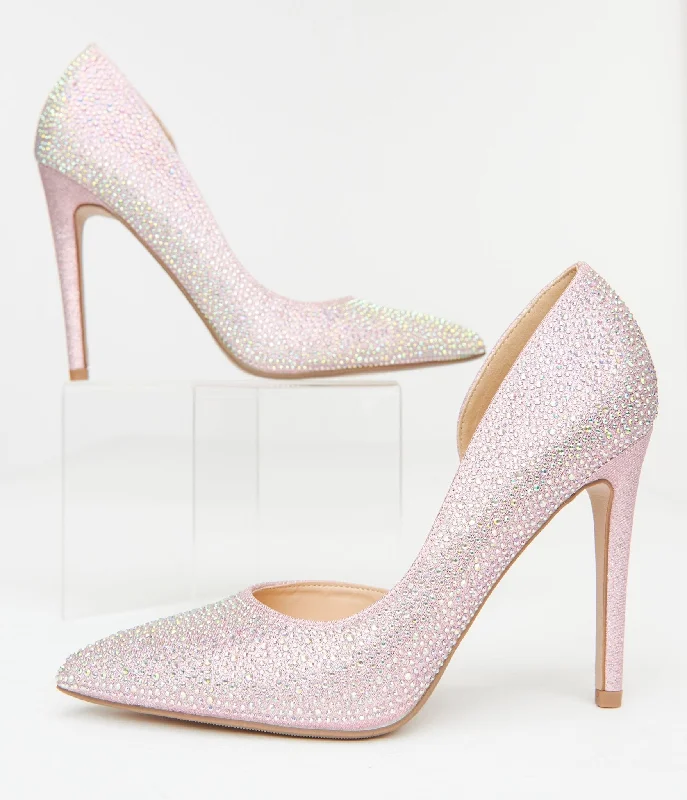 Affordable Rhinestone Pumps for a Dazzling Look---Pink Rhinestone Stiletto Pumps