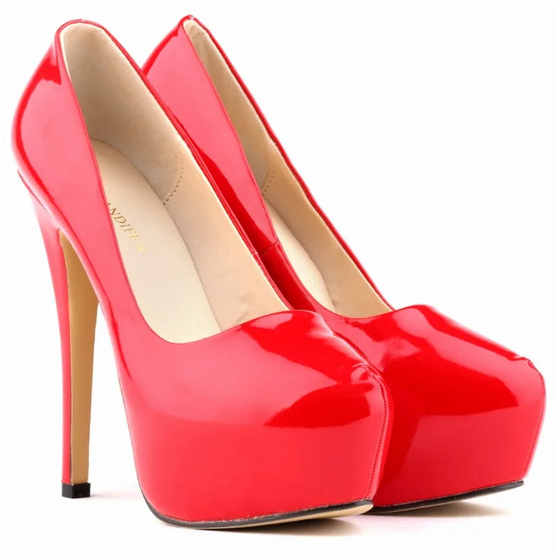 Platform Pumps Women Sexy Extremely High Heels Shoes Bridal Stiletto Red Ladies Wedding Party Shoes 817-1PA