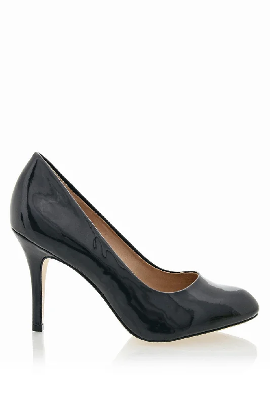 Sleek and Shiny Patent Pump Heels for a Polished Look--ALDITH Blue Black Patent Leather Pumps