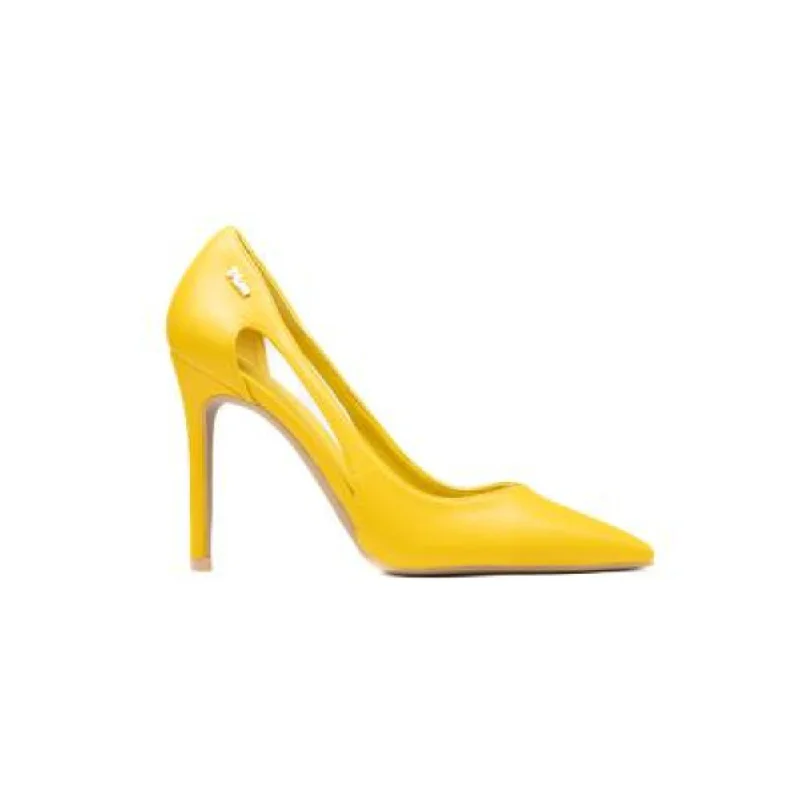 Plum Pl081282 Ladies Faith Heels Yellow---Fashionable Kitten Heels for Date Night