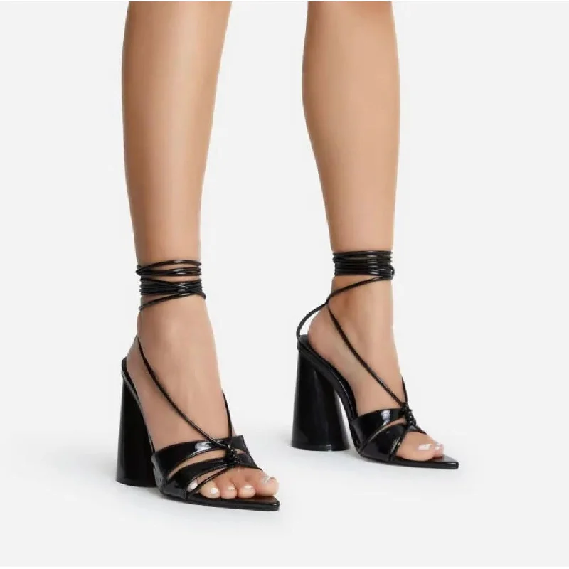 Point Toe Lace-up Chunky Heel---Affordable Strappy Platform Heels with Premium Quality