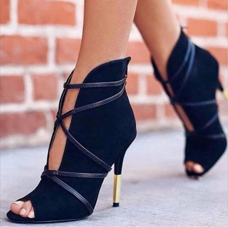 Stiletto Heel Pumps with Perfect Fit--Pointed Cross Strap High Heels-Fashionable & Classic