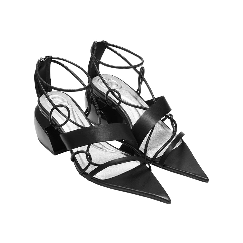 Pointed-Toe Cross Strap Heels---Fashionable Kitten Heels for Date Night