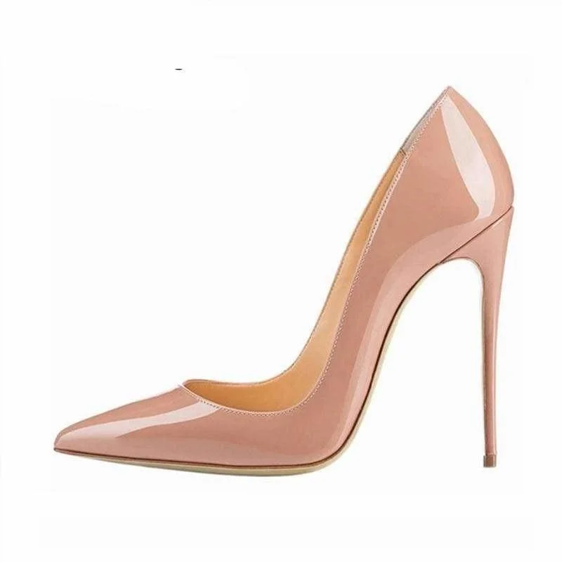 Sleek and Shiny Patent Pump Heels for a Polished Look--Pointed Toe Patent Leather Stilettos Pumps