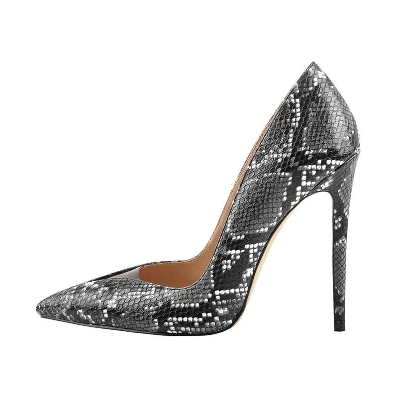 Stiletto Heel Pumps with Perfect Fit--Pointed Toe Snake Stiletto Pumps-Fashionable & Classic