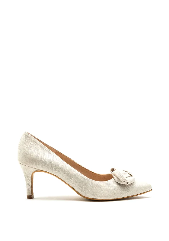 Pomares Knot Bow Shimmer Court Shoe, Gold---Charming Bow Pumps for a Cute and Stylish Look