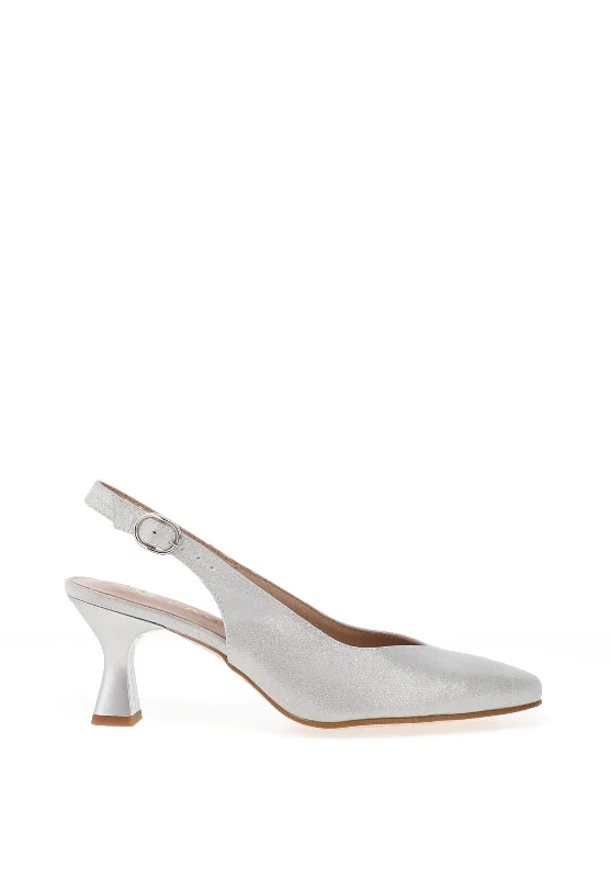 Stiletto Heel Pumps with Perfect Fit--Zany Shimmer Pointed Toe Heels, Silver-Fashionable & Classic