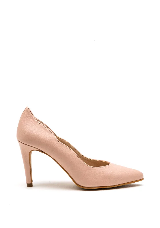 Versatile Heeled Sandals for Any Occasion---Pomares Scallop Edging Court Shoe, Blush