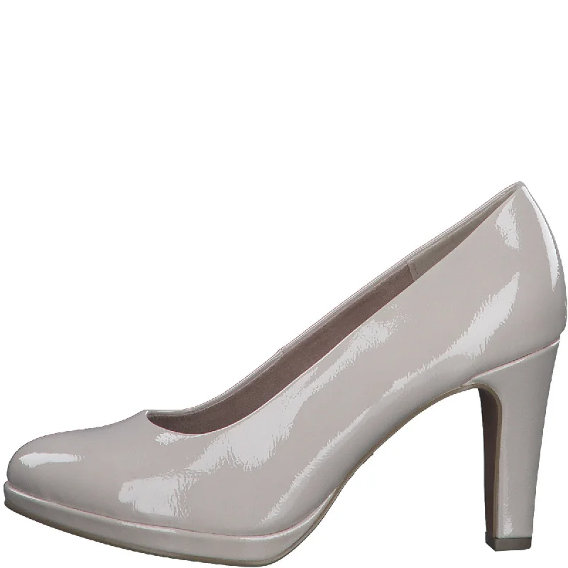 Sleek and Shiny Patent Pump Heels for a Polished Look--Powder Patent Platform Court Shoe