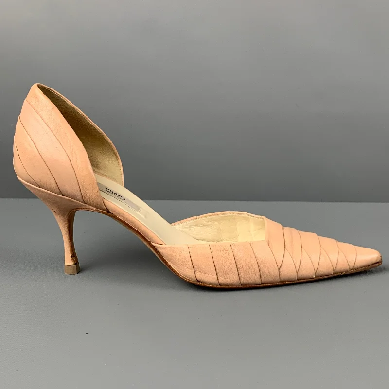 Trendy D'Orsay Pumps for Fashion-Forward Women---PRADA Size 6 Nude Leather D'Orsay Pumps