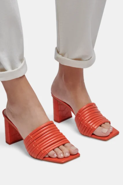 Priana heel in Persimmon---Fashionable Kitten Heels for Date Night