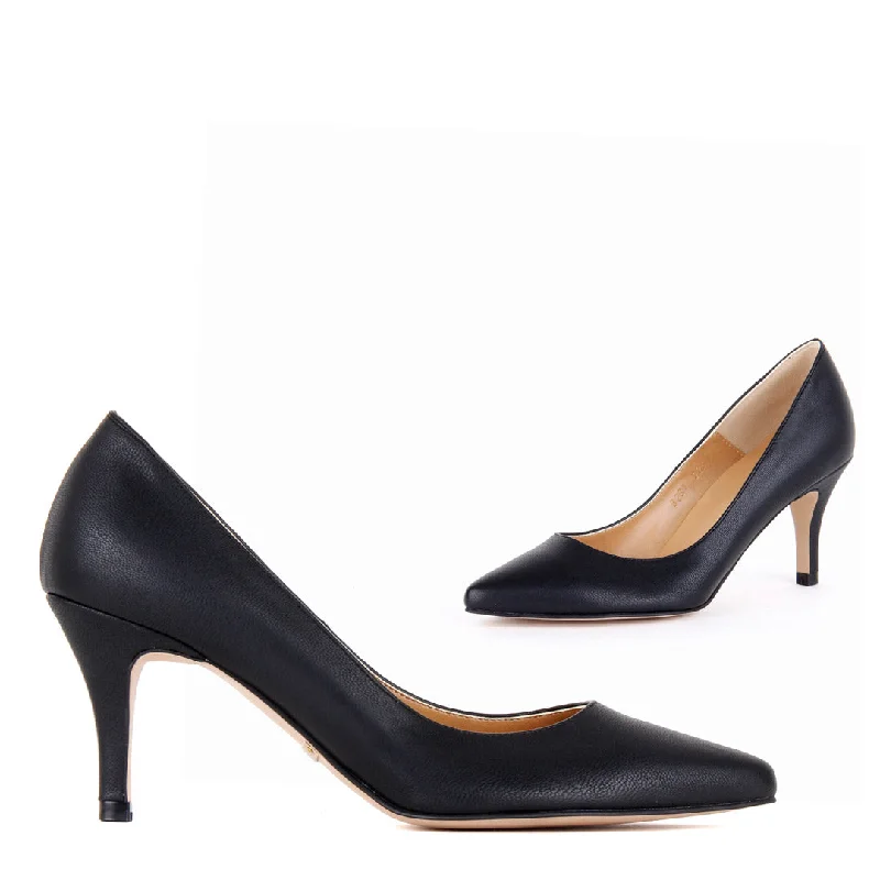 PRIMOLOCO - black leather---Comfortable Leather Pumps for Office and Everyday Wear