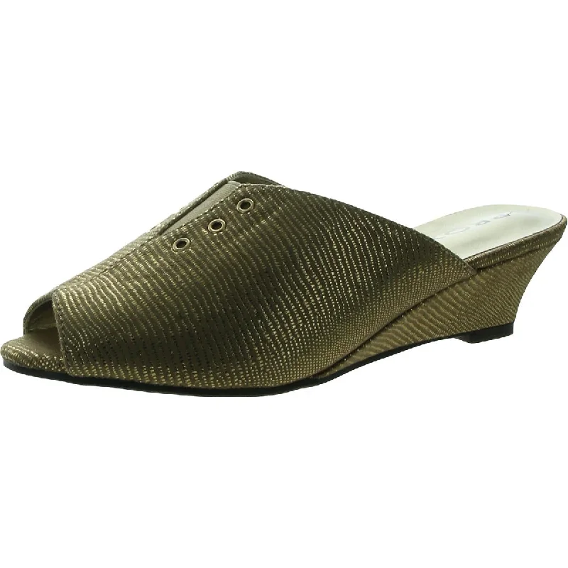 Stylish Slip-On Pumps for Quick Elegance---Proxy Womens Aubine Metallic Slip On Wedge Heels