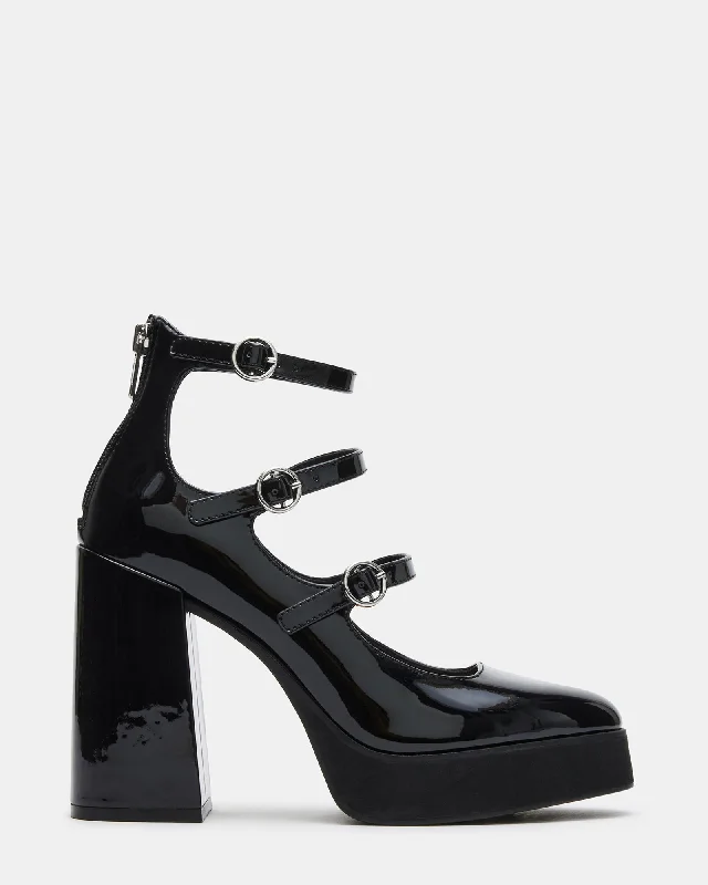 Versatile Heeled Sandals for Any Occasion---QUAD BLACK PATENT