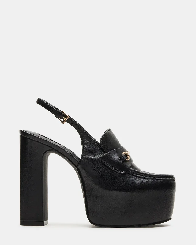 QUINN BLACK LEATHER---Comfortable Leather Pumps for Office and Everyday Wear