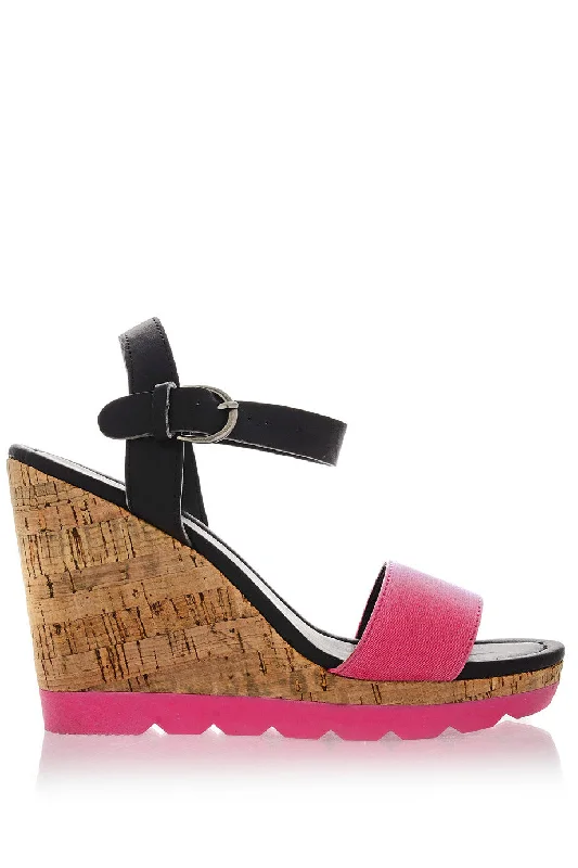 Stiletto Heel Pumps with Perfect Fit--HEDDIE Neon Fuchsia Wedges-Fashionable & Classic