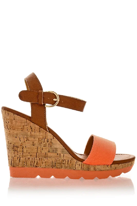 Stiletto Heel Pumps with Perfect Fit--RASCAL HEDDIE Neon Orange Wedges-Fashionable & Classic