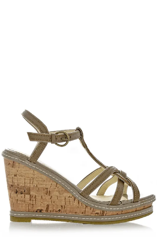 Stiletto Heel Pumps with Perfect Fit--RASCAL JUNE Brown Cork Wedges-Fashionable & Classic