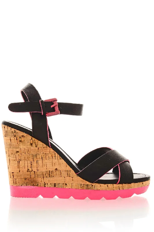 Stiletto Heel Pumps with Perfect Fit--MAURINE Neon Fuchsia Wedges-Fashionable & Classic