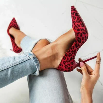 Stiletto Heel Pumps with Perfect Fit--Red Leopard Stiletto-Fashionable & Classic