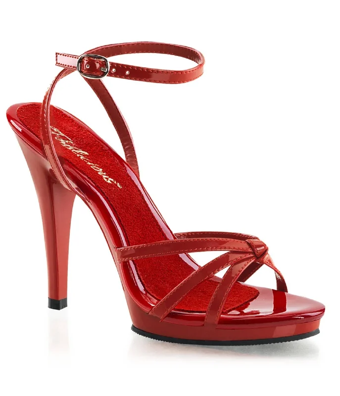 Sleek and Shiny Patent Pump Heels for a Polished Look--Red Patent Leatherette Strappy Heels