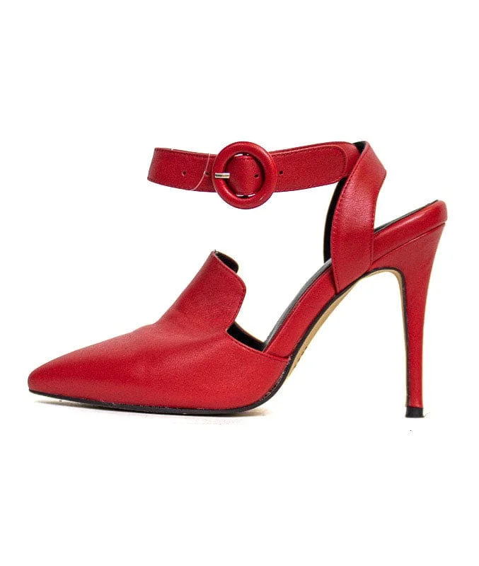 Stiletto Heel Pumps with Perfect Fit--Red Pointed-Toe Heels-Fashionable & Classic