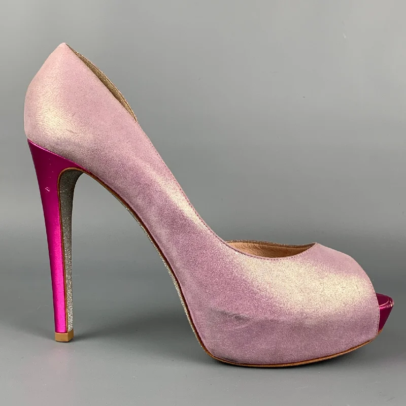 Trendy D'Orsay Pumps for Fashion-Forward Women---RENE CAOVILLA Size 11.5 Purple Leather D'Orsay Pumps