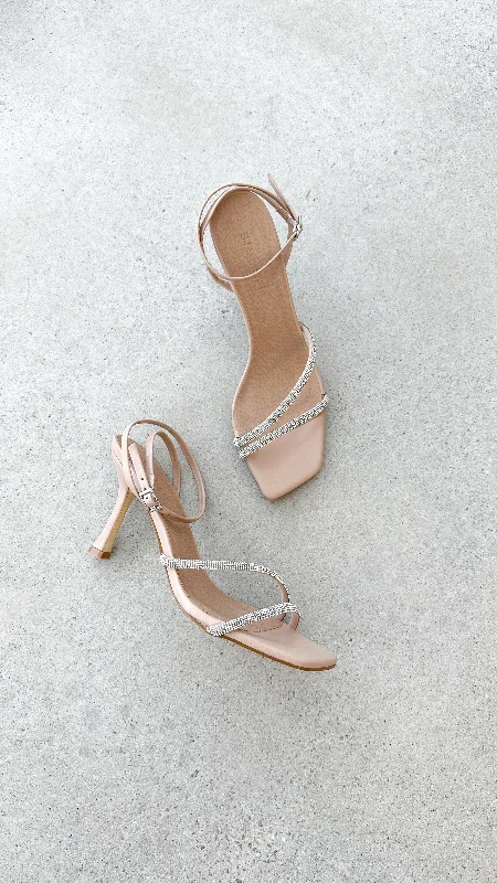 Stiletto Heel Pumps with Perfect Fit--Reyes Heel - Nude Diamante-Fashionable & Classic