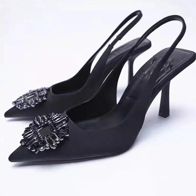 Affordable Rhinestone Pumps for a Dazzling Look---Rhinestones Decorated Pointed Heels Pumps