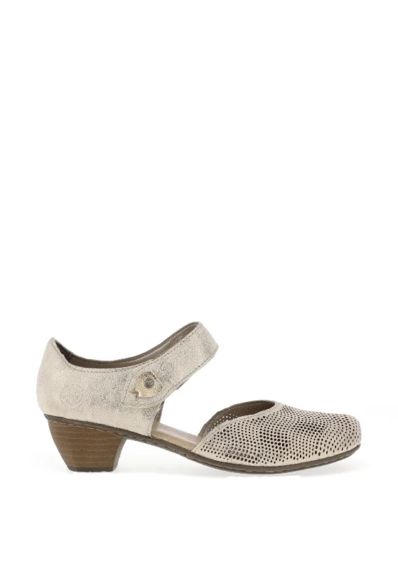 Versatile Heeled Sandals for Any Occasion---Rieker Womens Low Heeled Shoes, Champagne